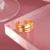 Cluster Ringe Fanshion Silber Gold Farbe Offener Ring für Frauen Nische Unregelmäßige Welle Sandoberfläche Breite Nudel Party Geburtstagsgeschenk 925 Stempel