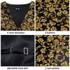 Chalecos de hombre Hi-Tie Chalecos de seda de lujo para hombre Chaleco de jacquard floral de oro negro Corbata Gemelos de pañuelo Conjunto de broche para hombre Traje Boda Oficina XL 230808