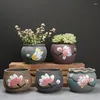 Planters koreanska handmålade floret stor diameter keramisk bassäng vintage saftig grön växt blomkruka heminredning kreativ trädgårdsarbete