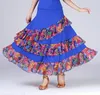 Stage Wear Girls Belly Dance Tribal Bohemia Gypsy Skirt Women Ballroom Flamenco Costume Standard Modern Waltz Long Dress Floral Prints