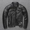 Herrenjacken Vintage gelbbraune echte Cowhide -Lederjacke Männer Motorradmantel Herren Biker Kleidung Frühling Herbst Asiatische Größe 6xl 230808