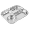 Plates Stainless Steel Dinner Plate Divided Tray Metal Oval Rectangular Student Serving