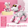 Electric/RC Animals Funny RC Robot Electronic Dog Stunt Dog Voice Command Programmable Touch-sense Music Song Robot Dog Pink Toys for Girls Gift 230808