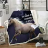 Blankets Swaddling White Horse Animal 3D Printing Wool Blanket Used for Thick Bedding Quilt Fashion Horse Bedding Sherpa Throwing Blanket Z230809