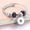 Charm Bracelets Black Fashion Women's Bracelet Ity Stretch 18mm Snap Button Jewelry Party Gift Wholesale