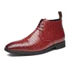 Buty moda Chelsea koronkowa Krótkie mężczyzn Derby Stone Wzór czerwony wysoki ręcznie robiony designerski buty wygodne 230810