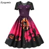 Occasioni speciali in pizzo Halloween dres costumi a manica corta 50s anni '60 abiti vintage cranio witch witch scary shoolleen abiti cosplay 230810