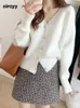 Kvinnors stickor Tees Circyy Sticked Cardigan Women Sweater Korean Fashion White Blue Pink V Neck Lady Clothes Moft Loose Fall Winter Warm 230810