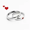 Cluster Rings Cute Heart Pairing Couple Lovers For Men Women Silver Color Adjustable Open Finger Romântico Jóias Acessórios