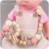 2Pcs Pacifier Clips Elephant Wooden Clip Geometric Crochet Beads Bag Wood Teether for Baby Pacifier Holder Dummy Clips