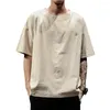 Men's T Shirts Men Summer T-shirt Solid Color Short Sleeves O Neck Loose Pullover Casual Weather Embroidery Top Male Clothes