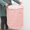 Cestas de armazenamento listras roupas sujas balde dobrável cesta de lavanderia para banheiro brinquedo durável com alça casa