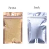 100 st/parti en sida klar plast tätning väska guld inlay aluminium folie väska kaffe örtte förpackning pouch het edc väska