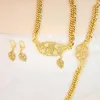 Necklace Earrings Set AYONG Middle East Gold Jewelry 21k Plated Leaf Style Italian Dubai African Ethiopian Vintage Bride Chain