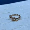 Marka Charm Gu Ailings Aynı Knot Ring Womens S925 STERLING Gümüş Niş Tasarım Basit Işık Lüks Elmas Kakma