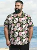 Men's Casual Shirts Skull Print Fashion Hawaiian Shirt Beach Short Sleeve Blouse Lapel