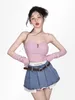 Faldas Faldas de mezclilla falsas de dos piezas con forro Mujeres Mini Summer Chic Sexy Girls Preppy Ulzzang Ins plisado Irregular Y2k Streetwear 230809