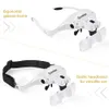 Other Optics Instruments Magnifier Glasses With LED Light Headband Illumination Magnifier Loupe With 5 Lens Magnifying Glass for Reading Repair Craft 230809