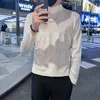 Black/White Autumn Winter Warm Long Sleeve Golden Velvet T-Shirts Men Clothing 2022 Slim Fit Casual Turtleneck Tee Shirt Homme