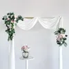 Decorative Flowers 2Pcs Artificial Wedding Arch Ceremony White Draping Fabric Greenery Arbor Decor Ornaments Backdrop Wall