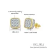 Gold Farbe Iced Out Platz Bling Stud Ohrring Männer Hip Hop Luxus Strass Geometrie Stud Ohrringe Für Frauen Schmuck geschenk