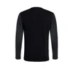 Browon Autumn Korean Mężczyzn T Shirt Vintage Patchwork Black Grey O-Neck Long Tshirt Men Odzież 2023 Plus M-5xl