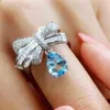 Takı Torbaları Aquamarine Kelebek Elmas Safir Püskül Yay Yüzük Mizaç