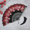 Chinese Style Products Vintage Chinese Style Silk Folding Fan Wedding Party Dance Handheld Fan High Quality Tassels Fan Home Decoration Crafts Fan R230810