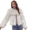 Kadın Ceketleri Kadın Sahte Kürk Matar Uzun Kollu Tasar Tasarım Leopar Dot Kontrast Renk Sıcak Kış Sonbahar Ceket J230810