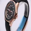Męski zegarek mechaniczny 268655 Moda biznesowa Nowoczesne ceramiczne koło Sapphire Mirror Black Surface Guma Pasek Złota Case206t