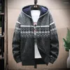 Men's Sweaters Printed Sweater Hooded Cardigan Cold Coat Wool Zipper Jacket Autumn And Winter Warm Fashion Guidelines Woven Pullover
