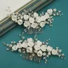 Wedding Hair Jewelry 2023 Pearl Porcelain Flower Comb Po Bride Headwear Handmade Accessories Wholesale 230809