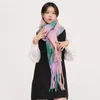 Scarves 2023 Autumn And Spring Korean Style Women's Scarf Plaid Soft Warm Tassels Shawl Mixed Color