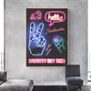 Neon Big City Tela Painting Lights Street Lights Poster e stampe Art Wall Art Nordic Picture Cuadros Cafe Bar Bar Decorazioni soggiorno senza cornice wo6