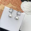 Woman Stud C Logo Earrings Designer Letter C Long chain Earring Women jewelry Ccity Double Pearl crystal orecchini 4517