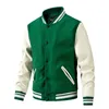 Jackor Autumn och Winter Baseball Woolen Pu Sleeve Jacket Casual herrekläder Outwear 230809