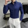 Chemise Homme Plus Size 7XL 6XL 5XL 비즈니스 형식 착용 남성 의류 2023 드레스 셔츠 슬림 한 캐주얼 턱시도 사무실 블라우스