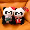 Animaux en peluche 25 cm série de Noël jouets en peluche joli panda portant un chapeau de Noël tenant des cadeaux poupée en peluche douce pour enfants garçons filles cadeau