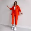 Women's Two Piece Pants 2023 Solid Women Pajamas Pieces Set Long Sleeve Cropped Button Shirt Loose Wide Leg Trouser Sleepwear Suits Ladies