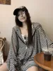 Women's T Shirts GYY4275 Lazy Hooded Striped Long Sleeved Cardigan With Suspender Wide Leg Shorts For Autumn 2023 Fashion Set