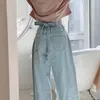 Jeans Feminino Y2K Roupas de Verão Para Mulheres Calças Retas de Cintura Alta Feminino Sexy Calças Ocas com Cadarço Moda Coreana