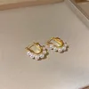 Boucles d'oreilles créoles tendance Imitation perle ovale en 2023 mode coréenne bijoux fête filles élégant en gros