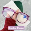Solglasögon trendiga kvinnors läsglasögon damer högupplösta anti-blå ljus hyperopia ultralight långa syn presbyopia till 4.0