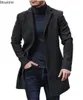 Herrjackor 2023 Autumn Winter Long Sleeve Lapel Single Breasted Jacket Woolen Solid Button Coats Casual Loose Men Simple 230810