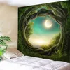 3D Forêt Tapisserie Nature Arbre Art Trou Grand Tapis Tenture Tapisserie Matelas Bohème Tapis Couverture Camping Tente Nappe W271c