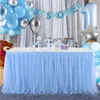 Sjöjungfrun enhörning tema 6ft spet taft tutu tyllbord kjol för runda eller rektangel bord baby shower födelsedagsfest