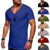 Мужские футболки T Solid v Neck Men Shirt Slim Fit Blouse Blous