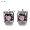 Gemelli s Gemelli viola zircone AAA Marchio di lusso Gemelli da sposa in cristallo di alta qualità per uomo con confezione regalo gemelos 230809