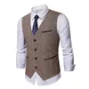 Men's Vests Retro Patchwork Imitation Leather Vest Mens Jackets Single Breasted Casual For Men Suits Business Slim Fit Costume Gilet Homme 230809