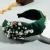 Fabric Headband with pearl Hair Bands Women Hair Hoop Fashion Hair Accessories Yellow/Green/Black/Pink